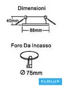 UNIVERSO Recessed spotlight 1xPAR16 without socket IP20 White D88x40mm cutout: D75mm