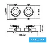UNIVERSO Recessed spot lamp 1xGU10 IP20 White 175x88x31mm cutout: 160x75mm 5 years