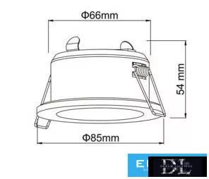 UNIVERSO Waterproof recessed luminaire 1xPAR16 without socket IP44 Black D85x54mm Cutout: D65mm 5 years