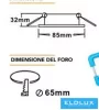 UNIVERSO Recessed downlight 1xPAR16 without socket IP44 Chrome D85x32mm Cutout: D65mm