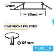 UNIVERSO Waterproof recessed light fixture 1xPAR16 without socket IP44 Black D85x32mm Cutout: D65mm