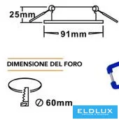 UNIVERSO Recessed luminaire 1xPAR16 without socket IP20 Chrome D91x25mm Cutout: D60mm