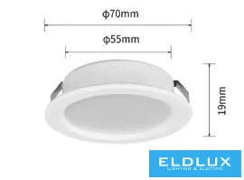 UNIVERSO mini spot light fixture 3w 4000K 240lm 120° IP20 ∅70×19mm white