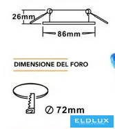 UNIVERSO Recessed luminaire 1xPAR16 without socket IP20 Chrome/Gold D86x26mm Cut-out: D72mm