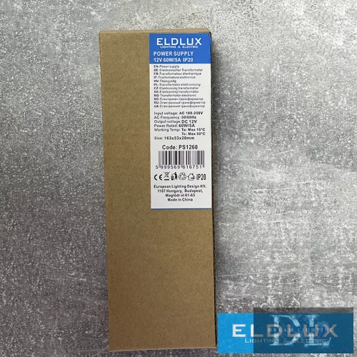 ELDLUX Transformer DC:12V Max.60w/5A IP20 163*53*20mm