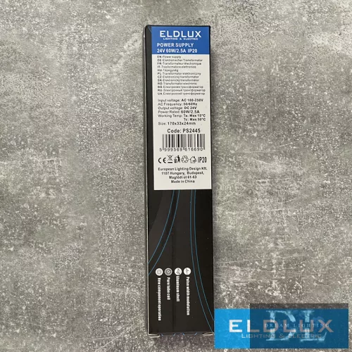 ELDLUX Transformer DC:24V Max.60w/2.5A IP20 170*33*24mm