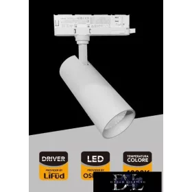   UNIVERSO Three-phase track spotlight 30w 2700lm 4000k 38° RA90 IP20 White 5 years