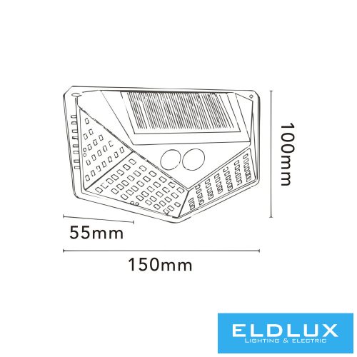 UNIVERSO Solar lamp-PIR 3.7V-1200mAH 5.5V-0.55W 160lm 4000k IP65 black