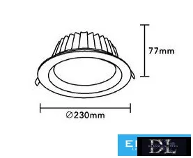 UNIVERSO LED recessed lamp 40w 4350lm 4000K 90° IP20 White D230x77mm Cutout: D200mm 5 years