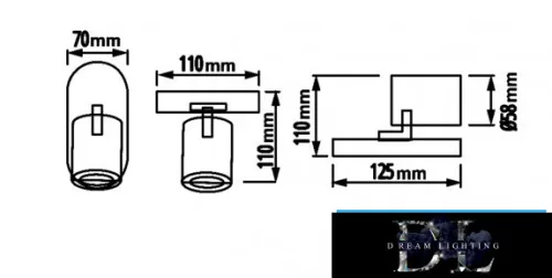UNIVERSO Spot light fixture 1xGU10 Max.35w IP20 125x70x110mm Black/Gold