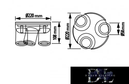 UNIVERSO Spot light fixture 3xGU10 Max.35w IP20 D220x108mm Black/Gold