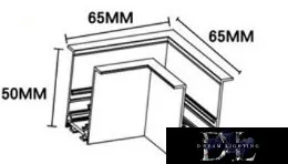 UNIVERSO Magnetic rail corner joint 65x65x50mm Black