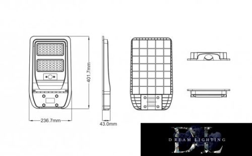 UNIVERSO Solar street lamp 3.2V-5AH 1000lm 4000k IP65 black 402x237x43mm
