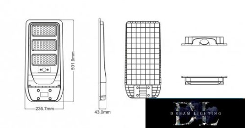 UNIVERSO Solar street lamp 3.2V-10AH 1500lm 4000k IP65 black 502x237x43mm