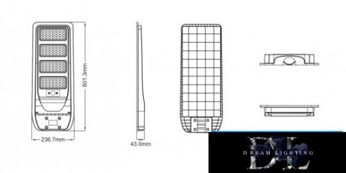 UNIVERSO Solar street lamp 3.2V-15AH 2000lm 4000k IP65 black 602x237x43mm