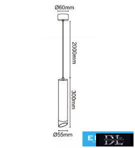 UNIVERSO Pendant light 1xGU10 Max.35w IP20 Black/Gold D55x300x2000mm