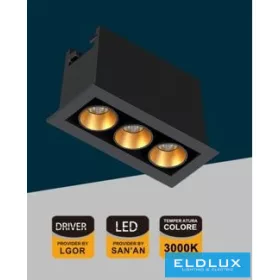   UNIVERSO recessed spot lamp 6W 401lm 3000k 24° IP20 69x31mm Black/Gold