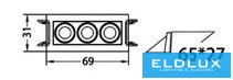 UNIVERSO recessed spot lamp 6W 401lm 3000k 24° IP20 69x31mm Black/Gold