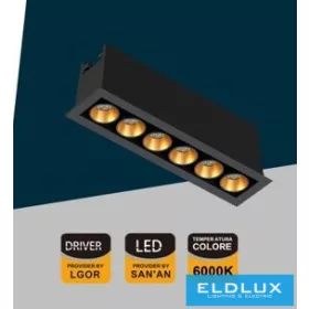   UNIVERSO recessed spot lamp 11W 786lm 6000k 24° IP20 132x31mm Black/Gold