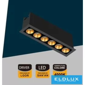   UNIVERSO recessed spotlight 11W 864lm 4000k 24° IP20 132x31mm Black/Gold