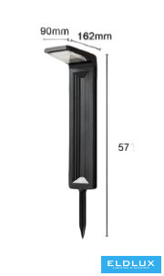 UNIVERSO Solar garden lamp  3.7V-2.2AH 5V-2w 200lm CCT.kap IP65 black 573x162x90mm