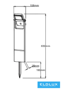 UNIVERSO Solar garden lamp 3.7V-2.2AH 5V-2w 200lm CCT.kap IP65 black 650x106x28mm