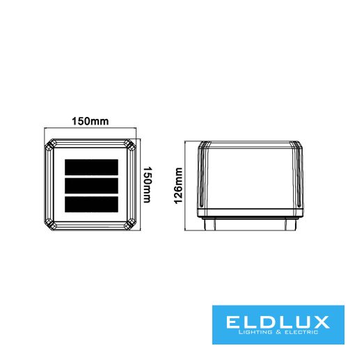 UNIVERSO Solar-powered pole lamp 3.2V-1500mAH 5V-1.6w 90lm CCT.kap IP65 Black 150x150x126mm
